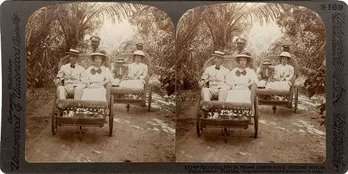 Enjoying life in wheel chairs, Palm Beach, Fla. New York : Underwood & Underwood, 1899. Image number 1992-336-1