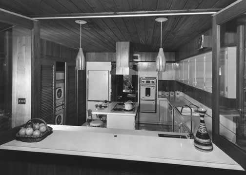 Kitchen in Cohen house designed by Kenneth Treister. 1960. Photo by Rudi Rada. Rada Collection, Museum of Miami, 60-114-8.