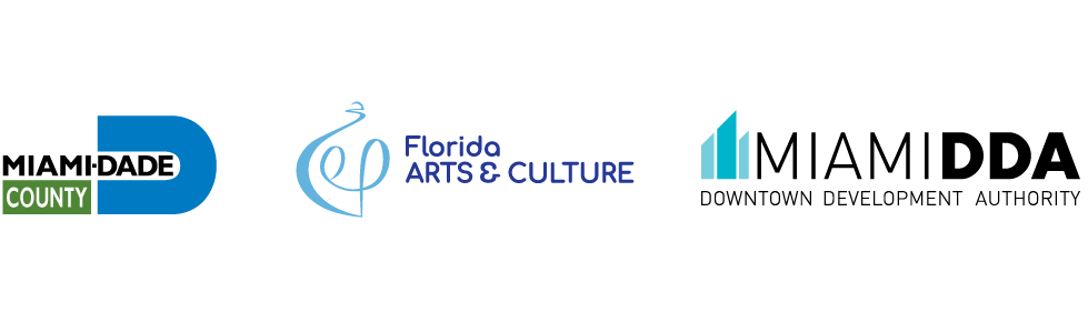 Sponsor logos. Miami Dade, Culture Builds Florida and the Miami Downtown Development Authority.