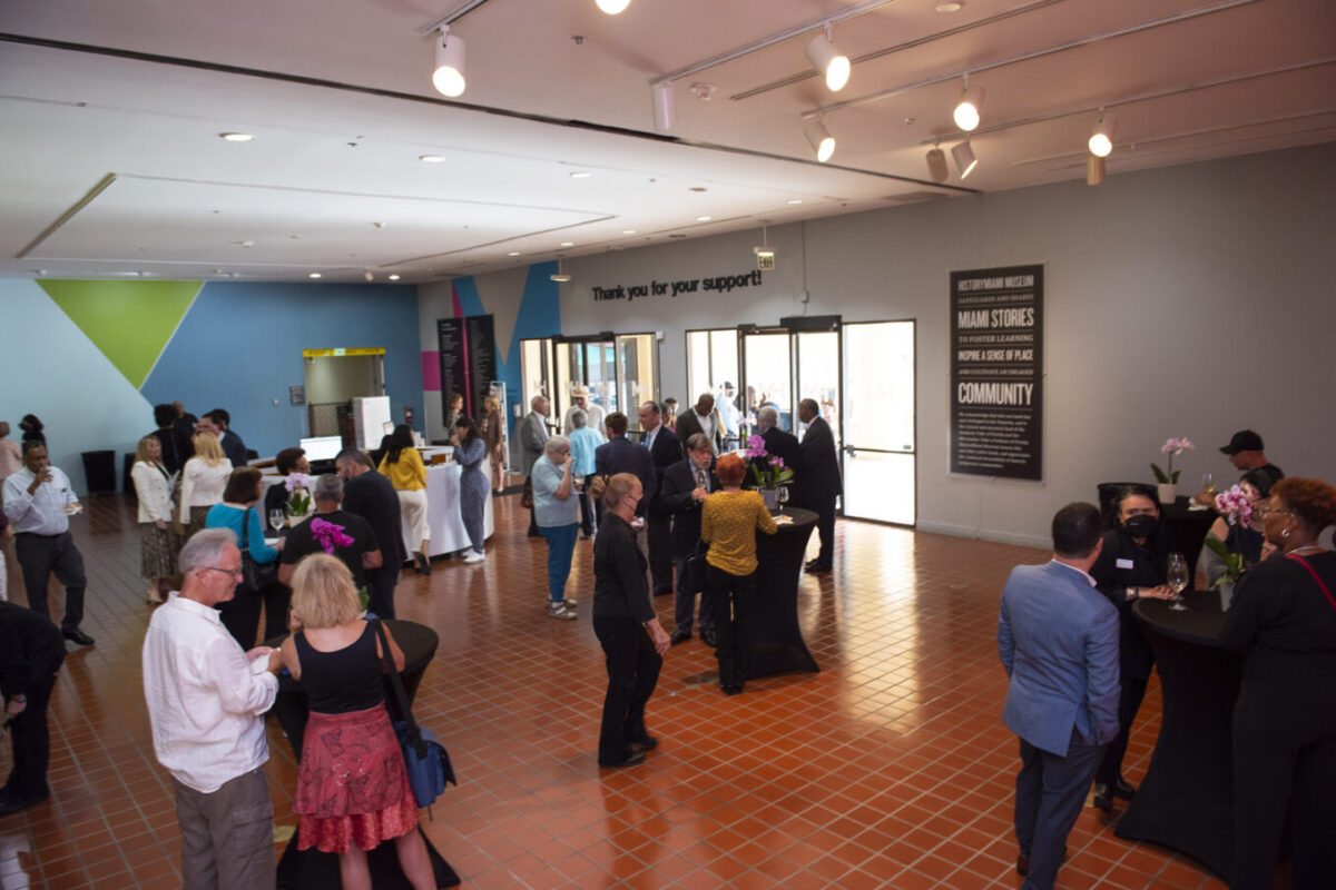 Members meeting in the south building lobby at Museum of Miami.