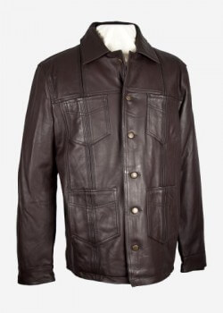 Guayabera jacket. 2012. Leather. mycubanstore.com. Within the guayabera industry, inventive pieces are a common sight. Mycubanstore.com, an online business headquartered in Miami, created this jacket in response to feedback from customers in the northern United States. Collection of Museum of Miami. Guayabera jacket. 2012. Leather. mycubanstore.com. Within the guayabera industry, inventive pieces are a common sight. Mycubanstore.com, an online business headquartered in Miami, created this jacket in response to feedback from customers in the northern United States. Collection of Museum of Miami.