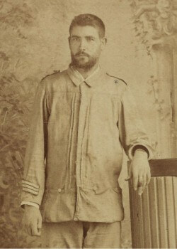Spanish sergeant wearing a regulation guayabera. Circa 1897. Loan courtesy of the William K. Combs Collection.