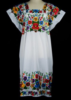 Mayan huipil. 2011. Simá Chuc family. The Maya of Yucatan boast a rich tradition of textile embroidery, including that found on the huipil, a traditional women’s garment. This tradition may be an inspiration for the use of embroidery on guayaberas. Cross-stitch huipiles such as this one take six months on average to complete. Collection of Museum of Miami. Mayan huipil. 2011. Simá Chuc family. The Maya of Yucatan boast a rich tradition of textile embroidery, including that found on the huipil, a traditional women’s garment. This tradition may be an inspiration for the use of embroidery on guayaberas. Cross-stitch huipiles such as this one take six months on average to complete. Collection of Museum of Miami.